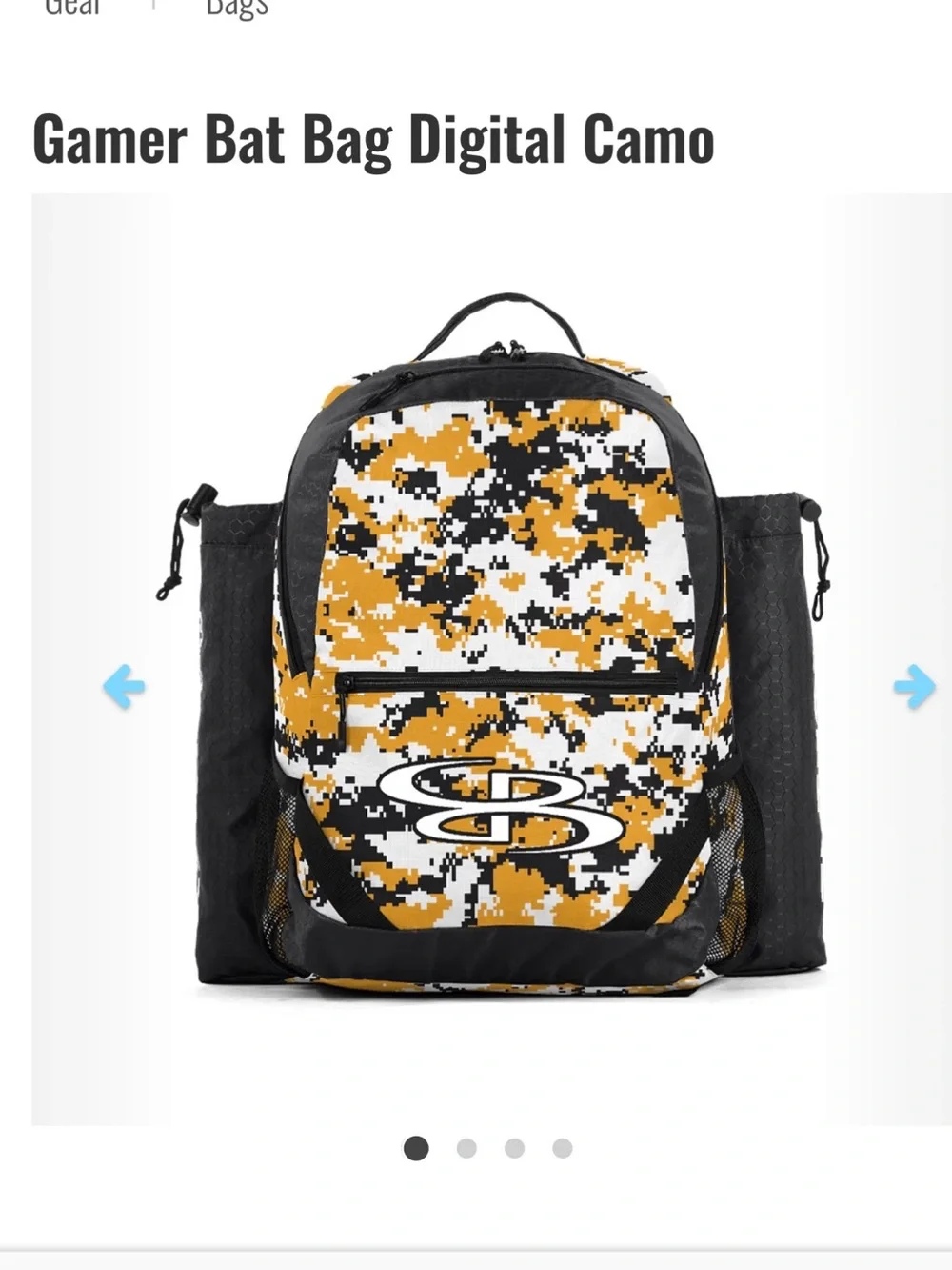 Boombah baseball bat bag Camouflage Digital Backpack in White, Tan, and Black